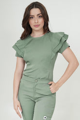 Camisa Nubes Verde Oliva Claro Para Dama