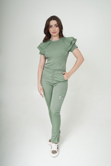 Pantalon Nubes Verde Oliva Claro Para Dama