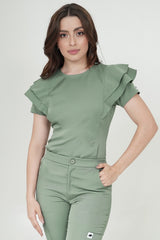 Camisa Nubes Verde Oliva Claro Para Dama